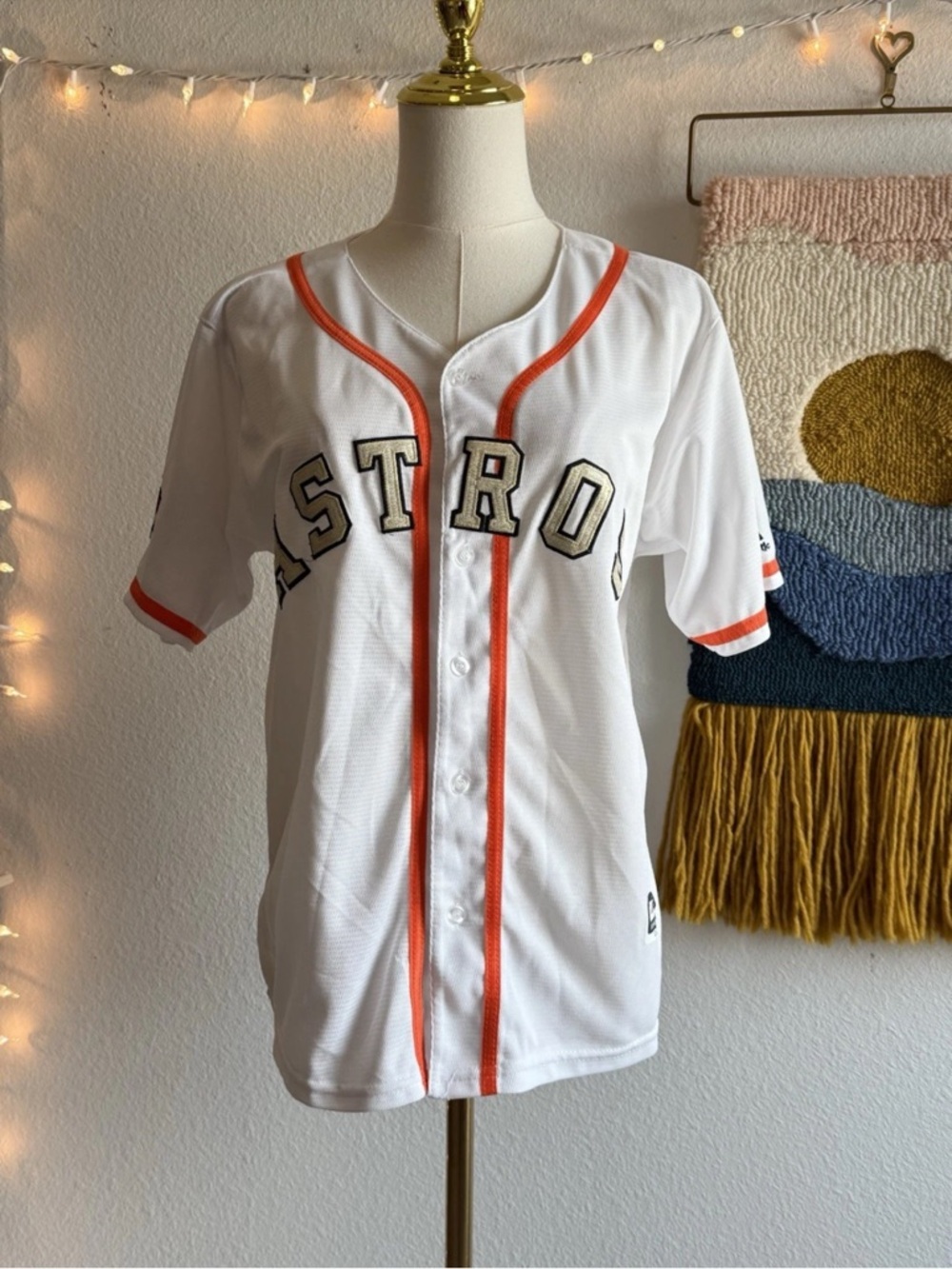 Majestic Houston Astros Gold Rush Jose Altuve 2017 World Series Jersey Sz XL USA